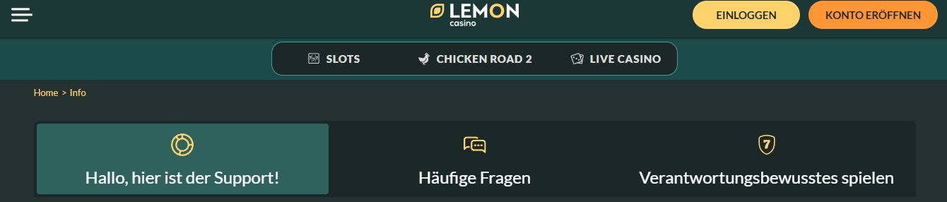 Erhalte schnelle Hilfe im Lemon Casino Support
